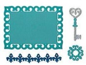 Troquel Sizzix THINLITS formas decorativas de bordes, Etiqueta, Medallon & Llave 658955