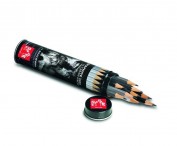 Caja metálica redonda con 15 lápices Caran d'Ache Grafwood 775315